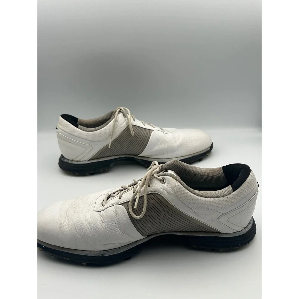 Nike Lunarlon Flywire Golf Shoes Mens 12 White Grey Spiked 418471-101